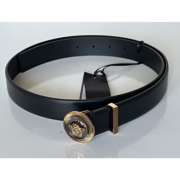 Versace Medusa-Buckle Black Slim Leather Belt 120 (48) Italy 1003760 NWT $550 - Picture 3 of 12